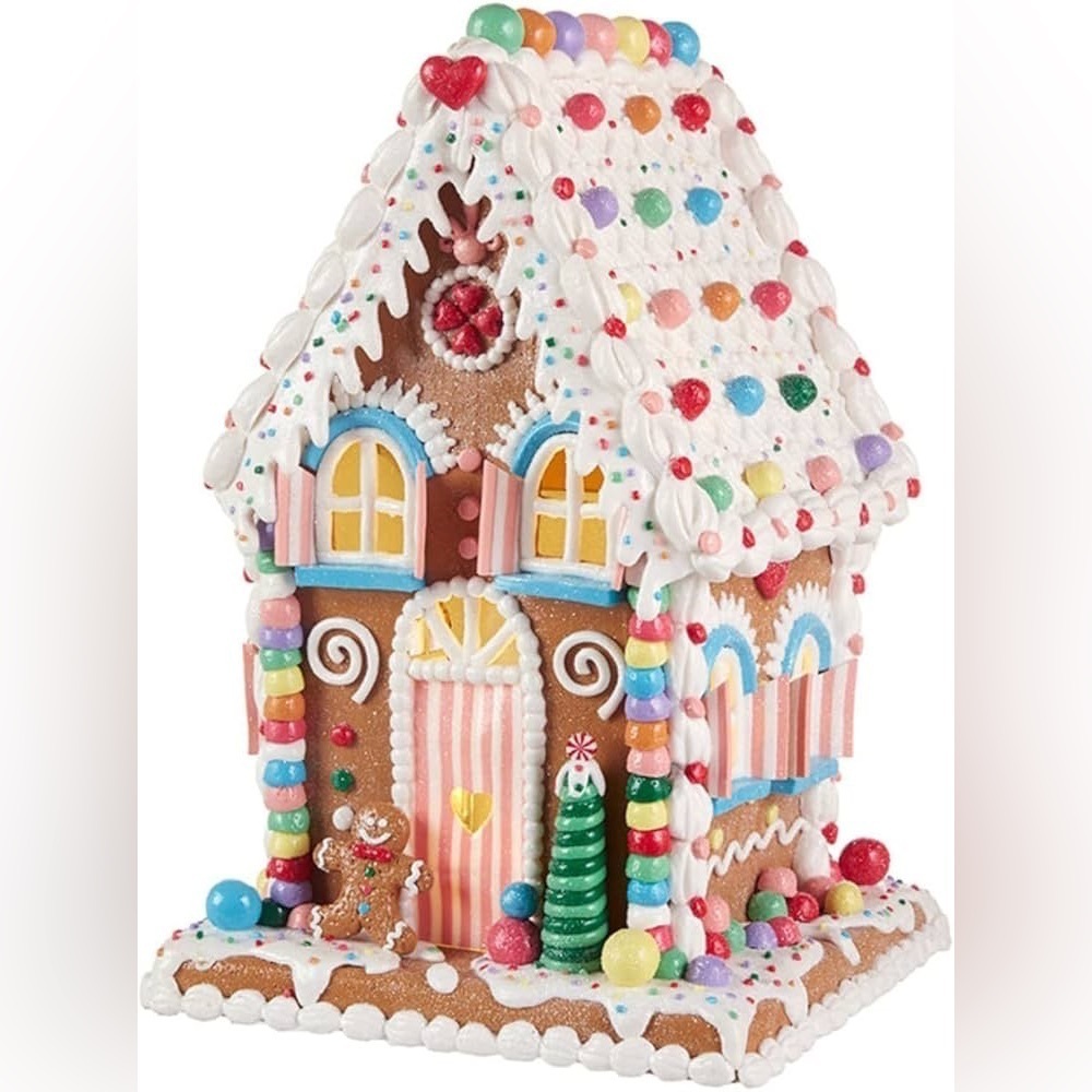 14" Gingerbread House Christmas Holiday Claydough Pastel decor large candyland